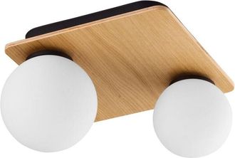 Luminosa Light Designs TK Bianca L&aacute;mpara de techo de madera con forma de globo, 2 luces G9