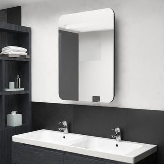 Berkfield Home LED Bathroom Mirror Cabinet Black 60x11x80 cm | Size: 60 x 11 x 80 cm