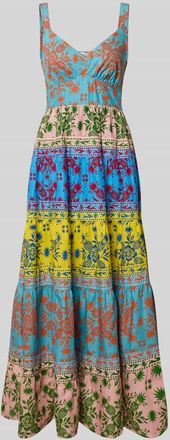 Apricot Midikleid im Allover-Look mit V-Ausschnitt in Blau, Gr&ouml;&szlig;e XXL