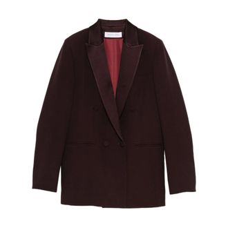 Raquel Diniz Blazers, female, Red, Size: S Double-Breasted Velvet Blazer