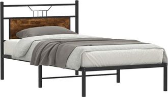 vidaXL Estructura de cama sin colchón madera roble ahumado 100x200 cm Vidaxl