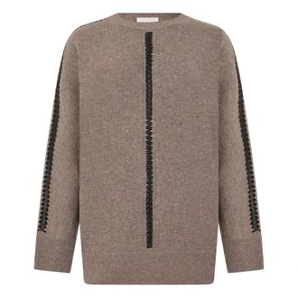 P.A.R.O.S.H. P.a.r.o.s.h., Truien & Vesten, Dames, Bruin, M, Denim, Trui met V-hals en Kabeldetail