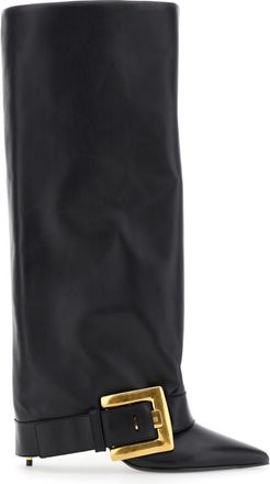 Balmain Black Leather Knee-High Boots
