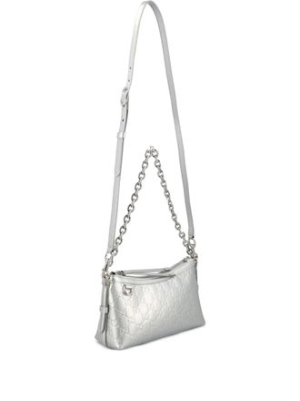 Gucci small GG Emblem embossed shoulder bag - Silver