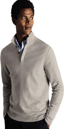 CHARLES TYRWHITT Merino/Cashmere Button Neck in Silver Grey at Nordstrom, Size Xx-Large