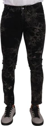 Dolce & Gabbana Zwarte Gestreepte Slim Fit Jeans - Heren - Skinny Jeans - Zwart - M - Katoen - Jeans