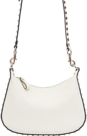 Valentino Garavani Small Rockstud Leather Hobo Bag in 098 Ivory at Nordstrom