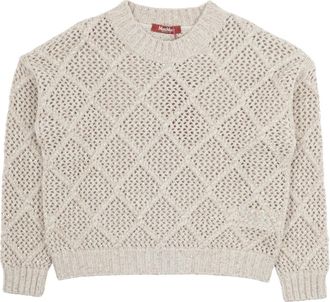 Max Mara Round-neck Knitwear, female, Beige, Size: L Ellade Sweater