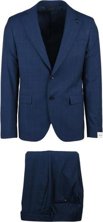 Paoloni Giacca stondata - Heren - Business pakken - Blauw - M - Wol - Kostuums