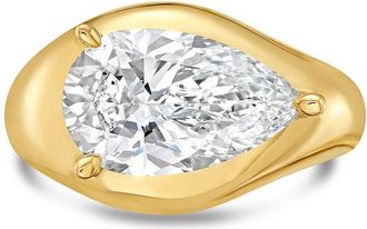 Diana M. Jewels 14KT YELLOW GOLD LAB GROWN PEAR SHAPE DIAMOND FASHION RING WEIGHING 4.00 CTS TW