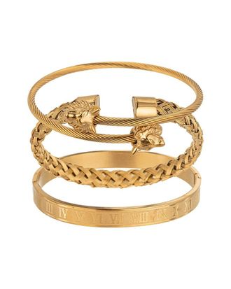Eyecandy LA Eye Candy La Premium Collection Titanium Numeral Lion 3Pc Stretch Bracelet Set