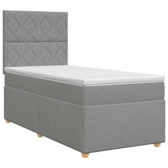 vidaXL Cama Box Spring Con Colch&oacute;n Gris Claro Individual Tela Vidaxl