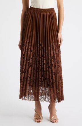 Nikki Lund Sigrid Mixed Media Pleated Skirt in Brown at Nordstrom, Size X-Small