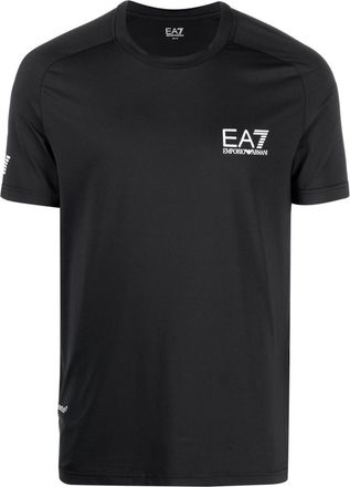 Emporio Armani logo-print cotton T-shirt - men - Polyamide/Elastane - L - Black