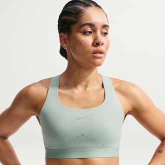 Nike Womens Swift High-Support Lightly Lined Sports Bra in Green | HM5220-006
