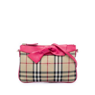 Burberry Pre-owned Burberry Haymarket Check Nylon Peyton Bow Tie Crossbody Ladies 5RNWORTIU14BJDNR