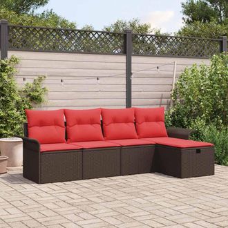 vidaXL Vidaxl Set Divano Da Giardino 5 Pz Poly Rattan