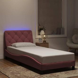 vidaXL Vidaxl - Estructura De Cama Con Luces Led Terciopelo Rosa 80x200 Cm