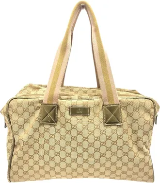 Gucci Beige Gg Canvas Boston Bag Tote Bag (Pre-Owned)