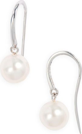Nordstrom Akoya Pearl Drop Earrings in White- 14K White Gold at Nordstrom, Size 7.5-8 Mm