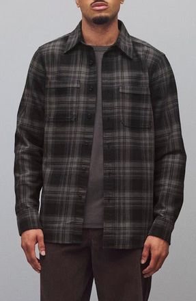 Reigning Champ Union Plaid Cotton Button-Up Shirt in Carbon-Black at Nordstrom, Size Xx-Large