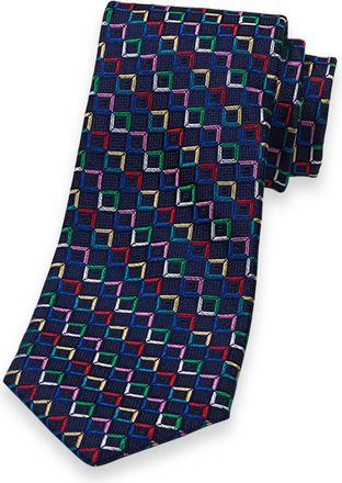 Paul Fredrick Geometric Woven Silk Tie