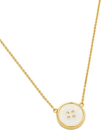 Marc Jacobs logo-plaque pendant necklace - women - Brass/Crystal/Epoxy Resin - One Size - Gold