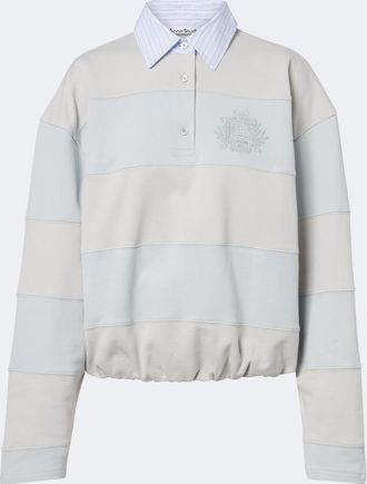 Acne Studios Striped cotton fleece polo sweatshirt