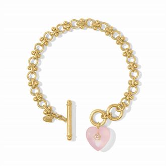 Julie Vos Womens Heart Link Bracelet In Pink Quartz