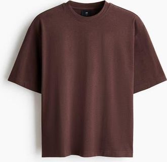 H&M Loose Fit Boxy-style T-shirt in Dark Brown at Nordstrom, Size Xx-Large