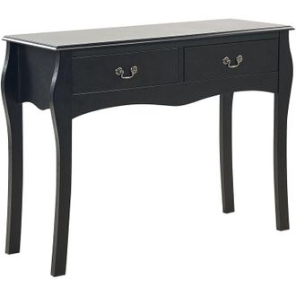 Beliani Consola Negra 100 X 35 Cm Mdf 2 Cajones Retro Recibidor Sala De Estar Klawock