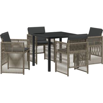 vidaXL Conjunto De Comedor De Jard&iacute;n 5 Pcs Gris Polirat&aacute;n Vidaxl