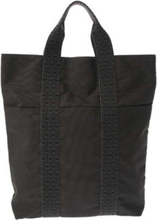 Herm&egrave;s Gray Canvas Tote Bag (Pre-Owned)