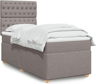 vidaXL Cama Box Spring Con Colch&oacute;n Tela Gris Taupe 90x200 Cm Vidaxl