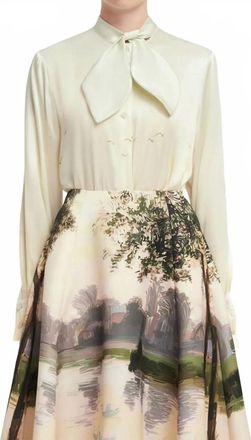 LEO LIN Cora Bow Blouse In Serene Print
