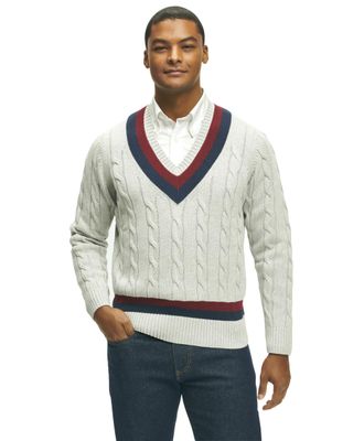 Brooks Brothers Mens Regular Fit Supima Cotton Long Sleeve Half-Zip Sweater, Grey, Medium, Grey, Medium