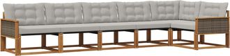 vidaXL Conjunto De Sof&aacute;s De Exterior 6 Uds. Natural Y Gris Claro Vidaxl