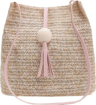 Generic Fashion Ladies Summer Tassel Wood Wild Shoulder Bag Beach Casual Bag Laptop Messenger & Shoulder Bags (Red, One Size)