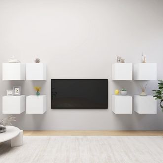 vidaXL Muebles De Pared Para Tv 8 Uds Blanco 30,5x30x30 Cm Vidaxl