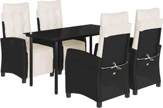 vidaXL Set De Muebles Jard&iacute;n 5 Pzas Con Cojines Rat&aacute;n Sint&eacute;tico Negro Vidaxl