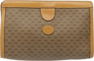 Gucci Micro Small Gg Canvas Beige Canvas Clutch Bag (Pre-Owned)