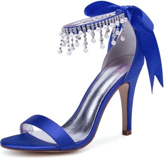 Generic Wedding Bridal Shoes Womens Heels Bridal High Heels 10.5Cm Stiletto Open Toe Sandals Evening Formal Party Dress Shoes,Blue,3 UK