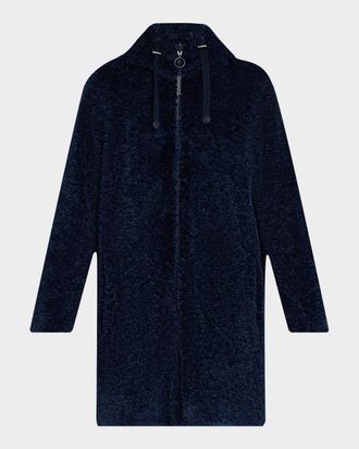 Akris Faux Fur Mid-Length Hooded Coat