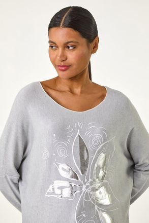Roman Foil Flower Print Tunic Top