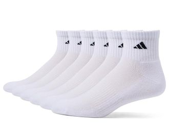 adidas Athletic 6-Pack Quarter Socks Mens Quarter Length Socks Shoes White/Black : LG (Mens Shoe Size 6-12), Nylon/Polyester/Spandex