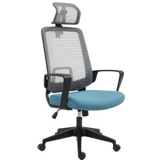 Vinsetto Vinsetto - Silla De Oficina Ergon&oacute;mica Giratoria Con Altura Ajustable Soporte Lumbar Reposabrazos Y Reposacabezas Regulable 63,5x63x116,5-125,5 Cm Azu