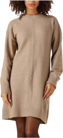 Object Objjuno L/S RE O-Neck Knit Dress - Dames - Kleedjes - Beige - XS - Wol - Kleedjes