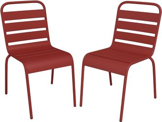 Vente-Unique Sedia da giardino impilabile in Metallo Rosso - Lotto di 2 - MIRMANDE di MYLIA