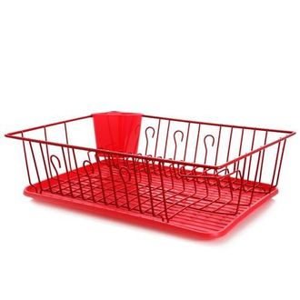 MegaChef 17.5 Inch Dish Rack with 14 Plate Positioners and a Detachable Utensil Holder in Red at Nordstrom