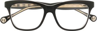 Carolina Herrera logo-print square-frame glasses - women - Acetate - 47 - Black